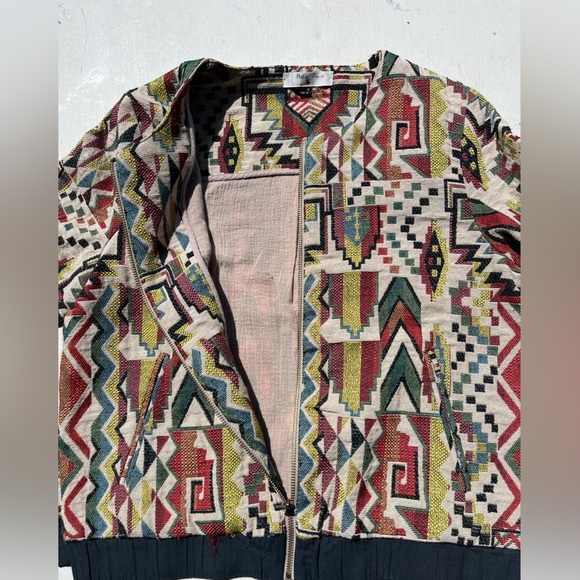 Women's Paramita Jacket Multicolor Aztec L Full Zip BOHO Far East Hippie Fairy - Picture 4 of 16